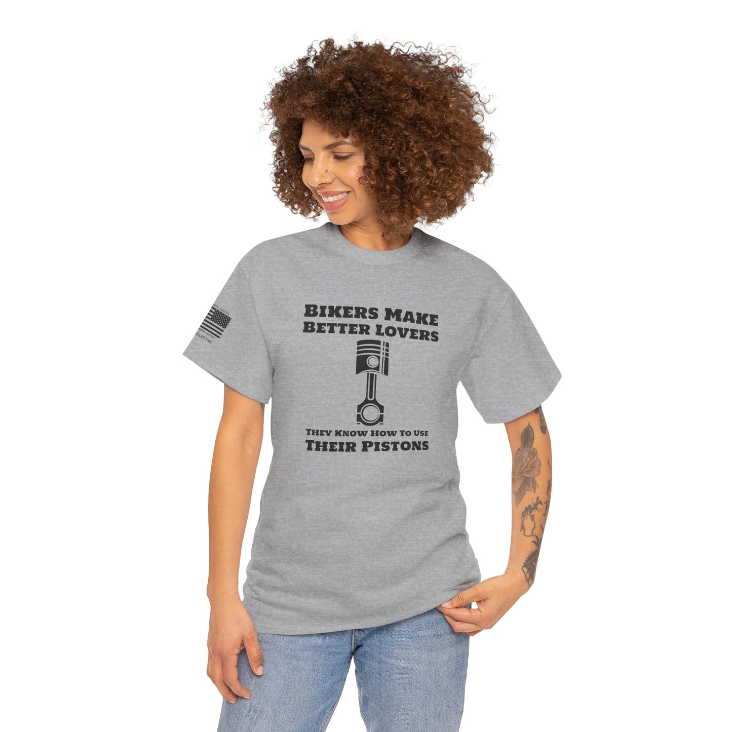 Bikers Make Better Lovers – V-Twin Pistons Graphic T-Shirt (Relaxed Fit)