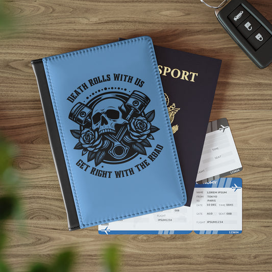 RFID-blocking passport cover with bold front design, built for rugged, fearless travelers who live life on the move.