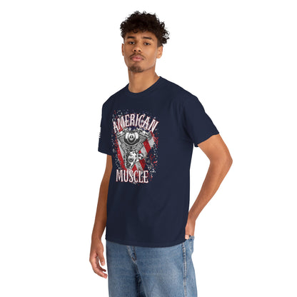 American Muscle – Freedom. Power. Pride. Patriotic Biker Graphic T-Shirt