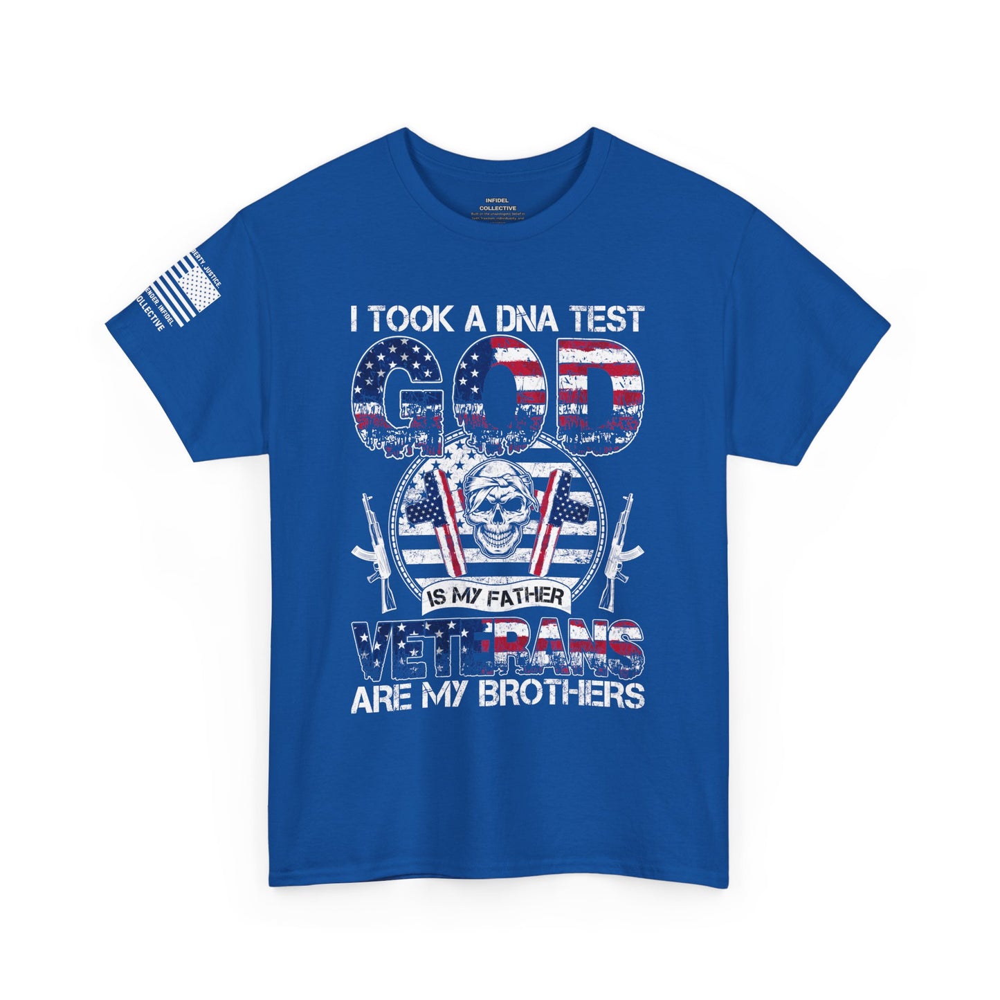 God, Veterans, and Brotherhood Red White Blue Graphic T-Shirt