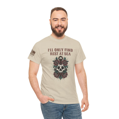 Rest at Sea Nautical Military Service Tribute Graphic T-Shirt