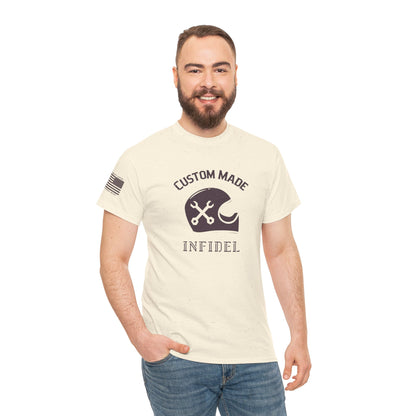 Custom Made Infidel – Vintage Biker Mechanic Helmet Graphic T-Shirt