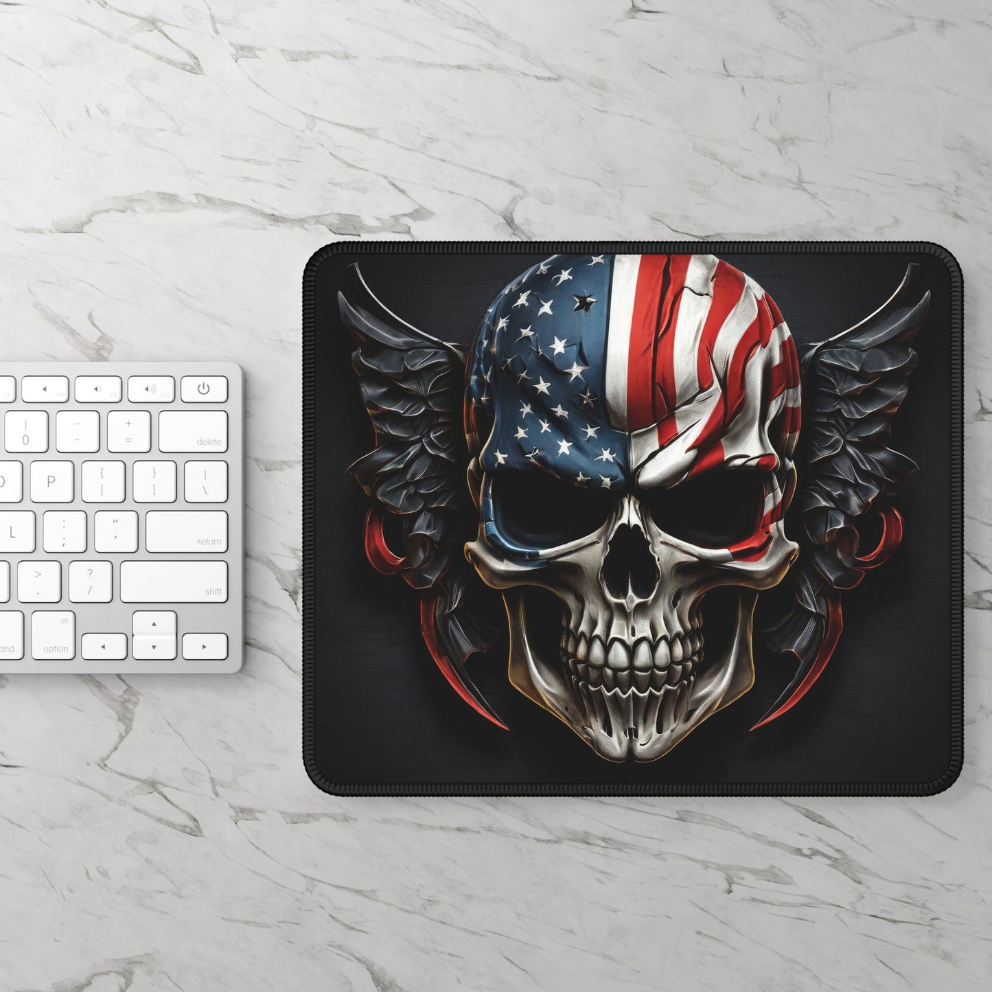 Winged Fury Patriotic Skull Mouse Pad