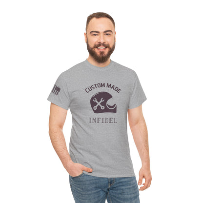 Custom Made Infidel – Vintage Biker Mechanic Helmet Graphic T-Shirt