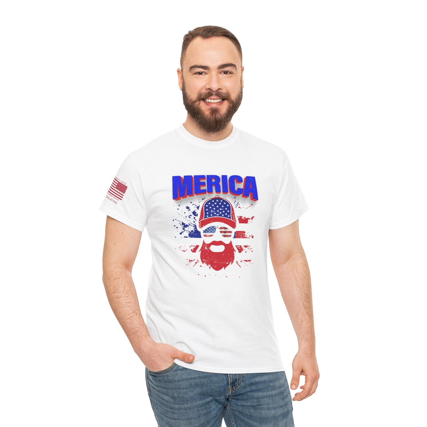 Merica Beard Trucker Graphic T-Shirt