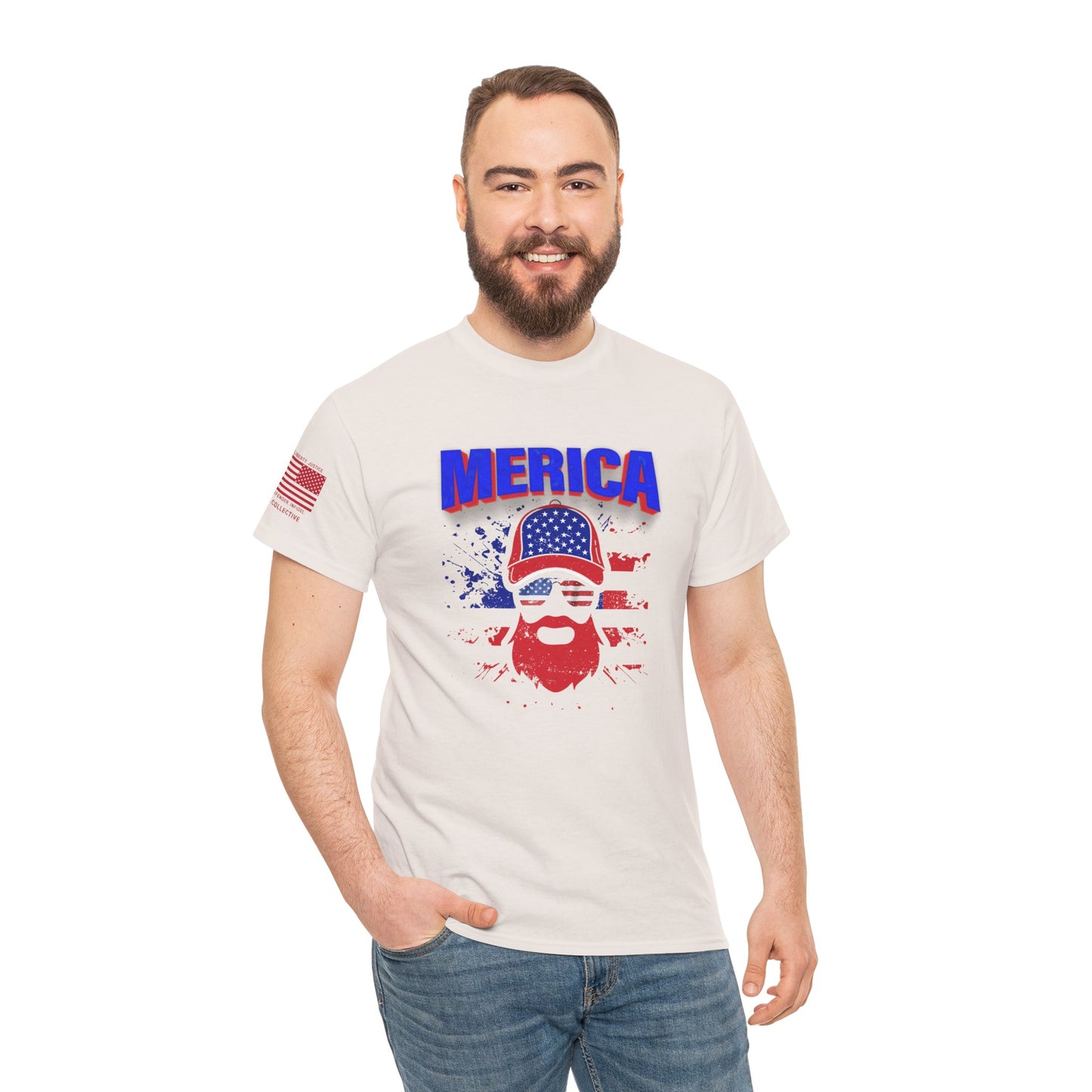 Merica Beard Trucker Graphic T-Shirt