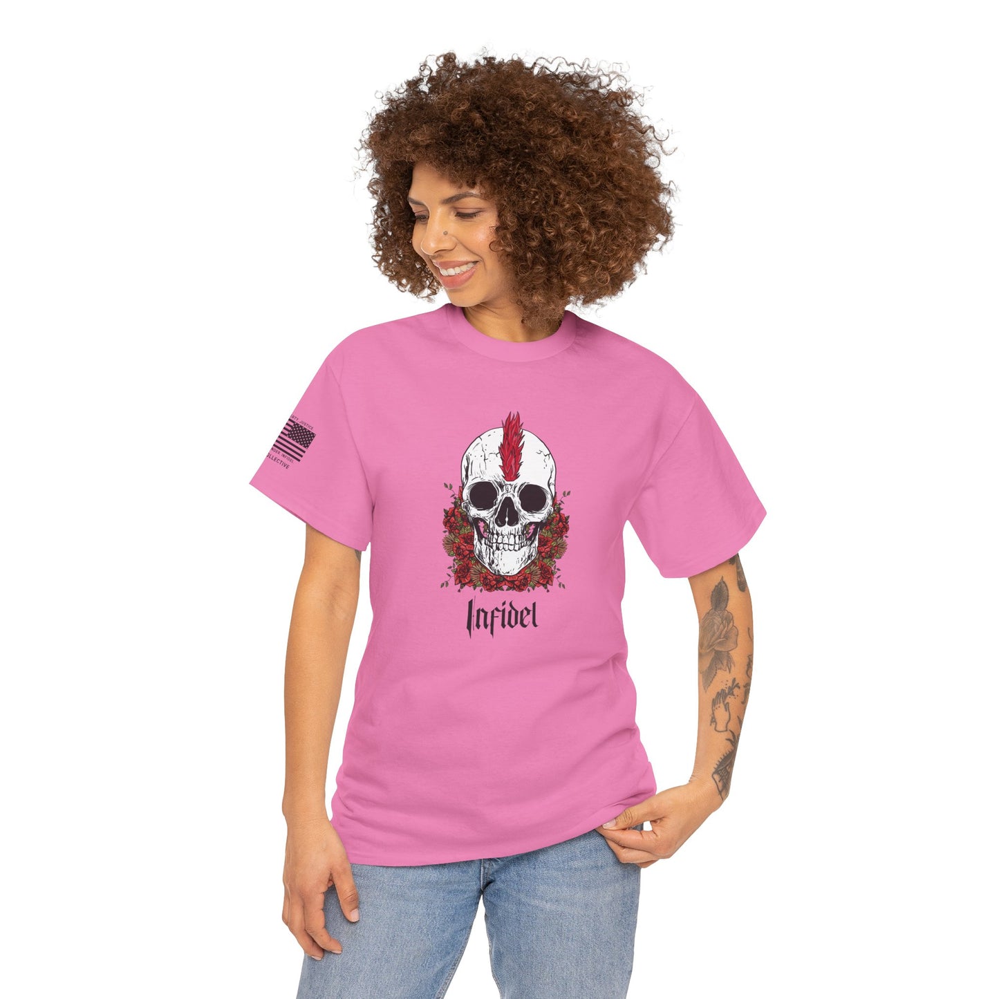 Skull and Roses – Defiance Blooms Eternal Motorcycle Inspired Biker Graphic T-Shirt