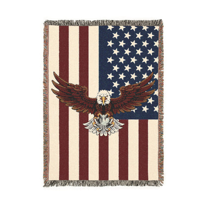 Flag & Eagle Woven Blanket – American Patriotic Throw