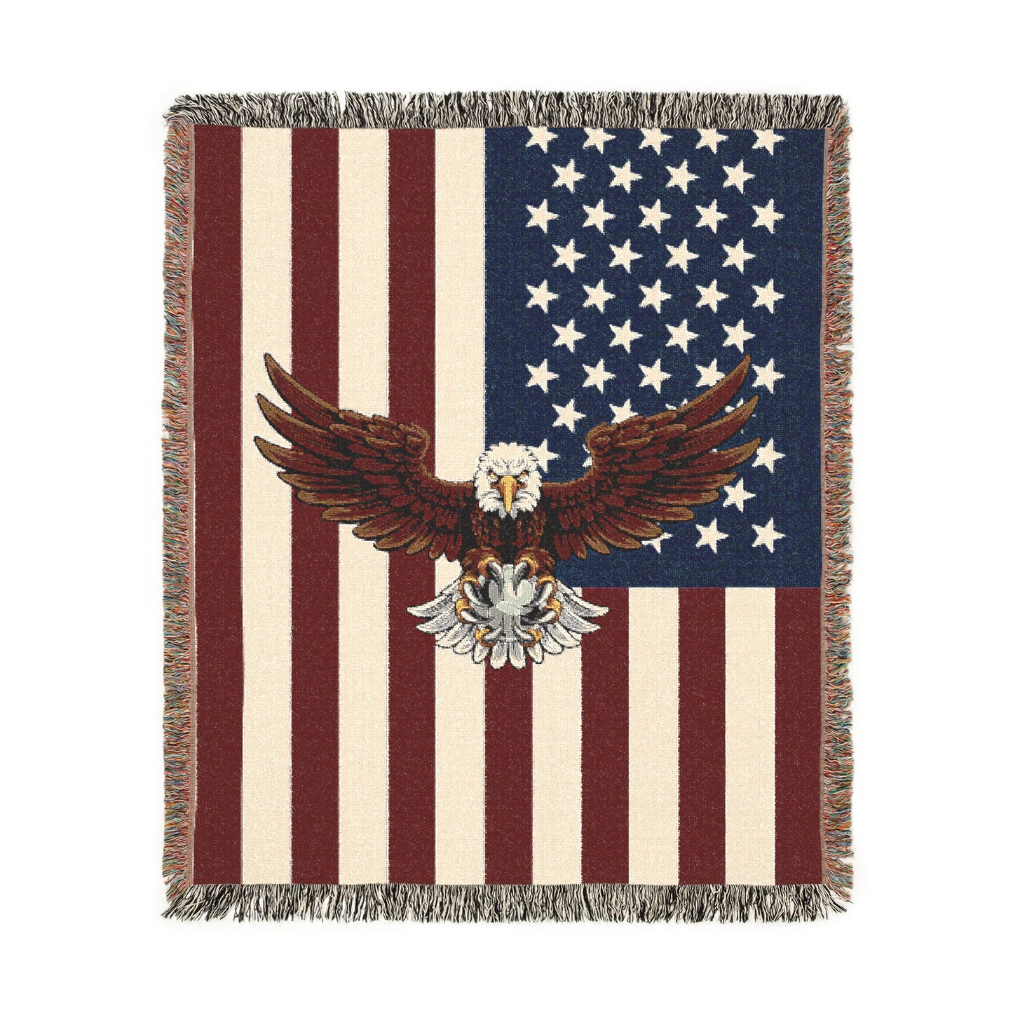 Flag & Eagle Woven Blanket – American Patriotic Throw