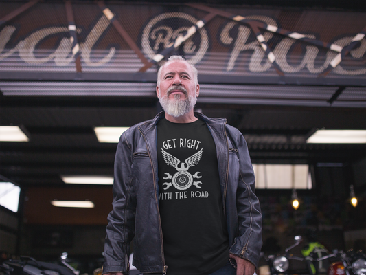 Get Right with the Road – "Do It Yourself" Old School Vintage Biker & Mechanic Graphic T-Shirt