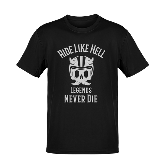 Ride Like Hell – Legends Never Die Vintage Motorcycle Graphic T-Shirt