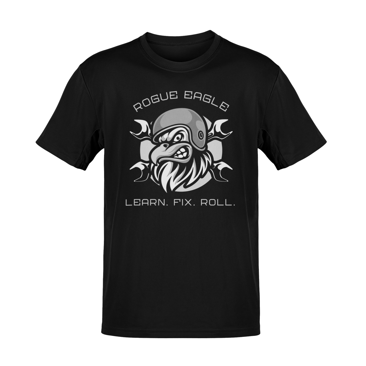 Rogue Eagle – Learn. Fix. Roll. Biker & Mechanic Inspired Graphic T-Shirt