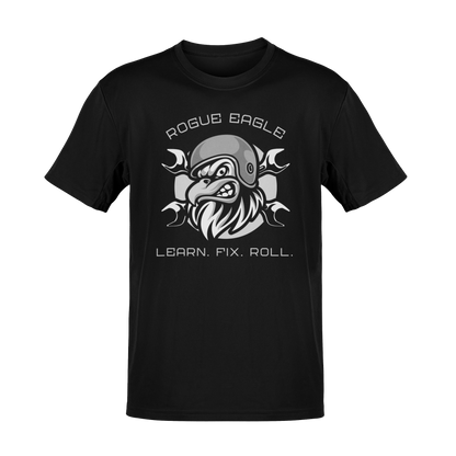 Rogue Eagle – Learn. Fix. Roll. Biker & Mechanic Inspired Graphic T-Shirt