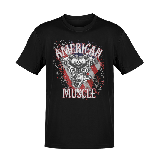 American Muscle – Freedom. Power. Pride. Patriotic Biker Graphic T-Shirt