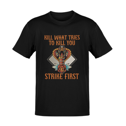 Strike First - KWTTKY - Survival is Required - Vintage Biker Graphic T-Shirt