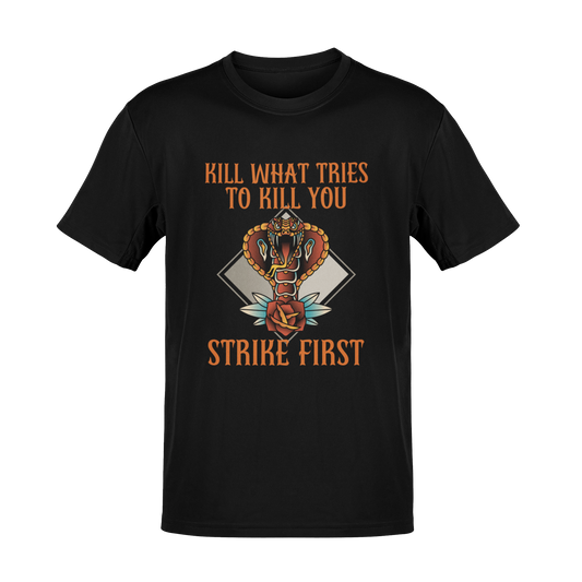 Strike First - KWTTKY - Survival is Required - Vintage Biker Graphic T-Shirt