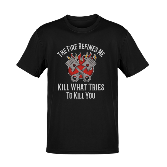 The Fire Refines Me – KWTTKY - Burnt Edges Won't Stop Me Vintage Biker Style Graphic T-Shirt