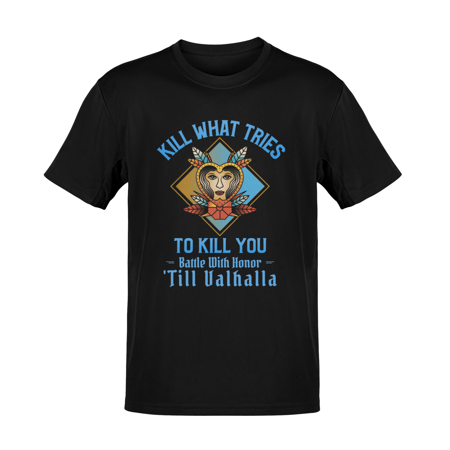 Valkyrie's Call – KWTTKY - Fight Fiercely Valhalla Awaits Vintage Biker Style Graphic T-Shirt