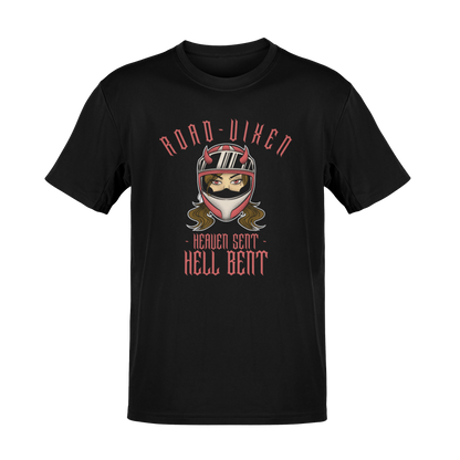 Road Vixen T-Shirt – Heaven Sent, Hell Bent Womens Motorcycle Graphic Tee (Relaxed Fit)