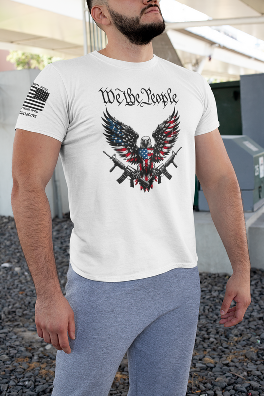 We the People Armed Eagle Red White and Blue Patriotic T-Shirt