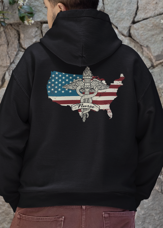 Patriotic Nurse Hoodie – For the Heroes Who Heal