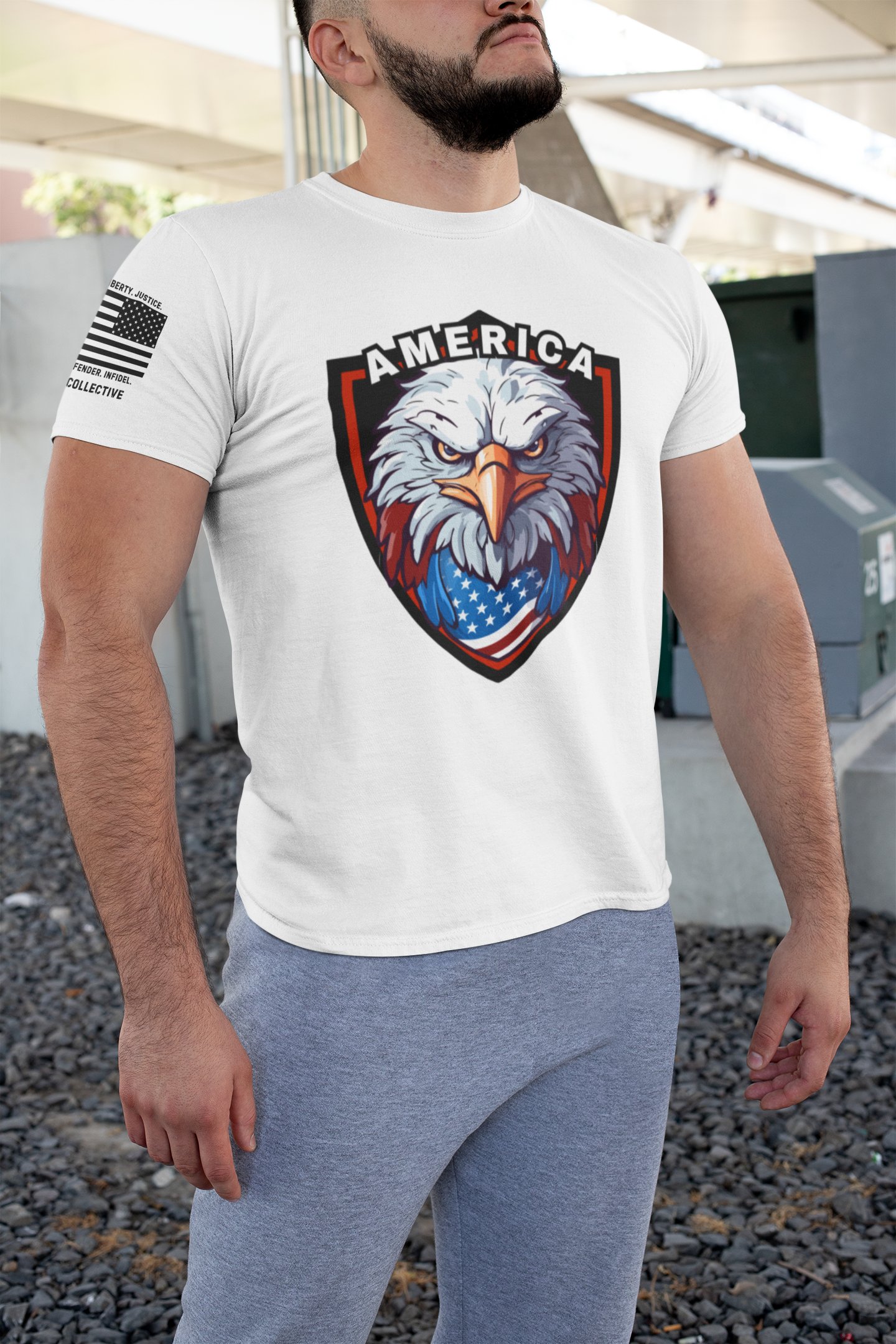 Freedom’s Shield – Infidel Eagle Patriotic Graphic T-Shirt of Independence