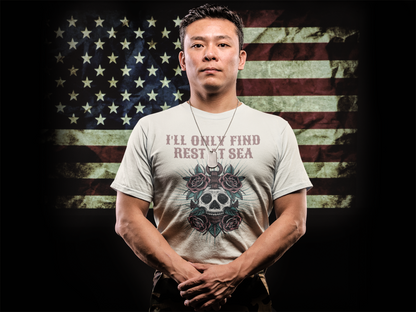 Rest at Sea Nautical Military Service Tribute Graphic T-Shirt