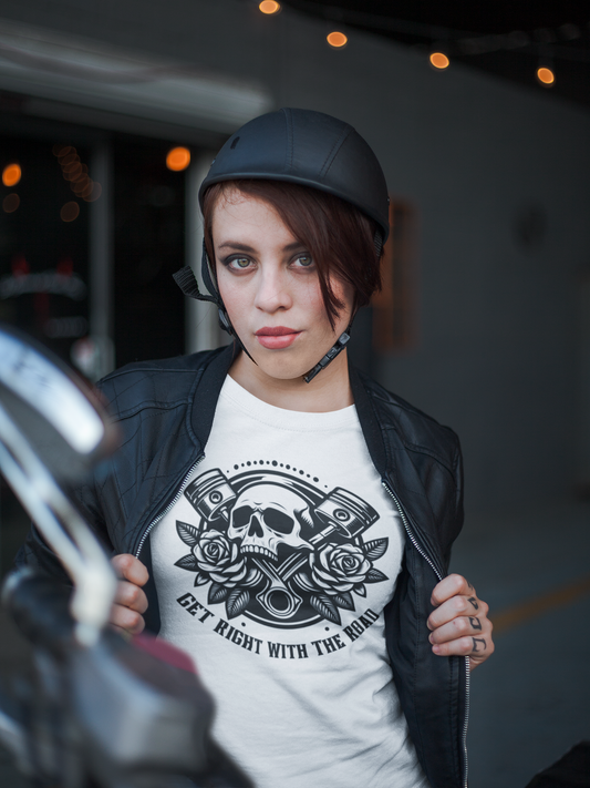 Get Right With the Road – Vintage Motorcycle Biker Graphic T-Shirt