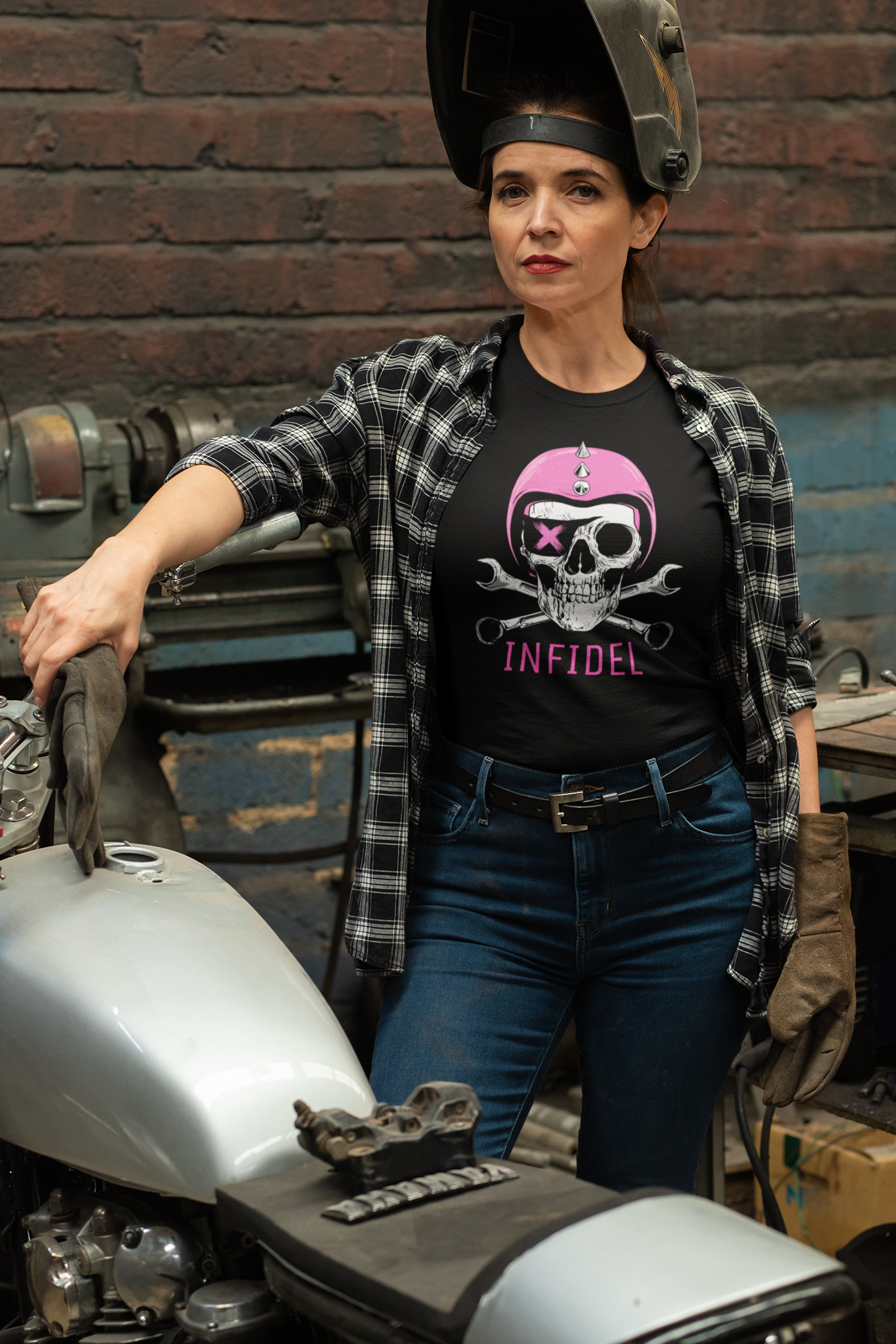 Pink Domination – Defy Expectations Womens Biker Graphic Tee (Relaxed Fit)