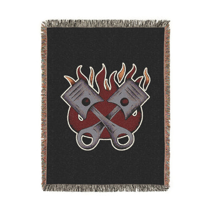 Made to Burn Woven Blanket – Piston & Flames Hot Rod Throw