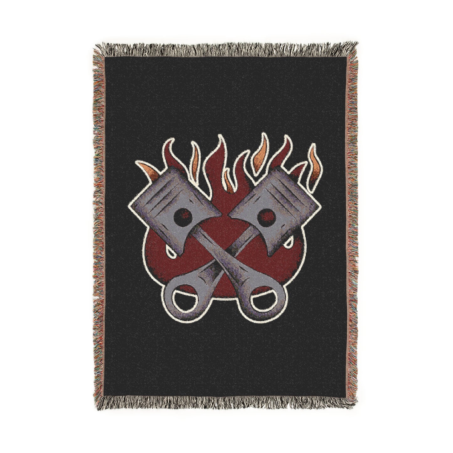 Made to Burn Woven Blanket – Piston & Flames Hot Rod Throw