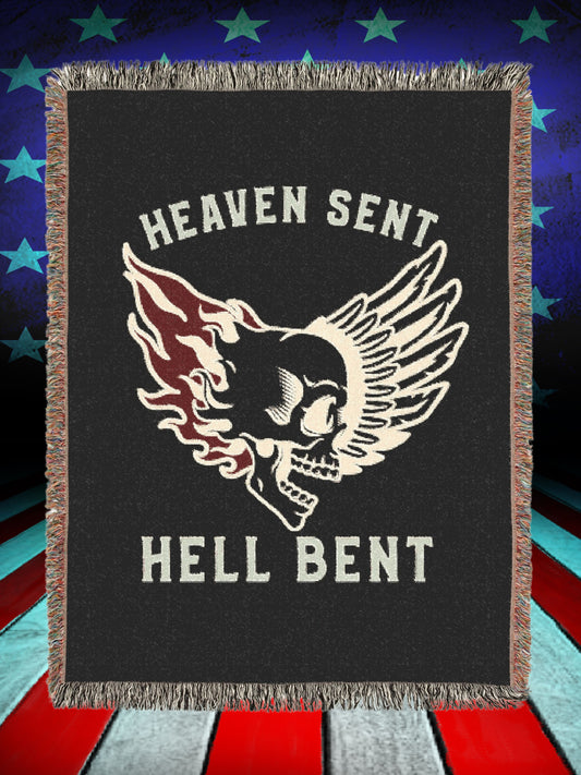 Heaven Sent Hell Bent Woven Blanket – Conflicted Angel & Demon Skull Throw