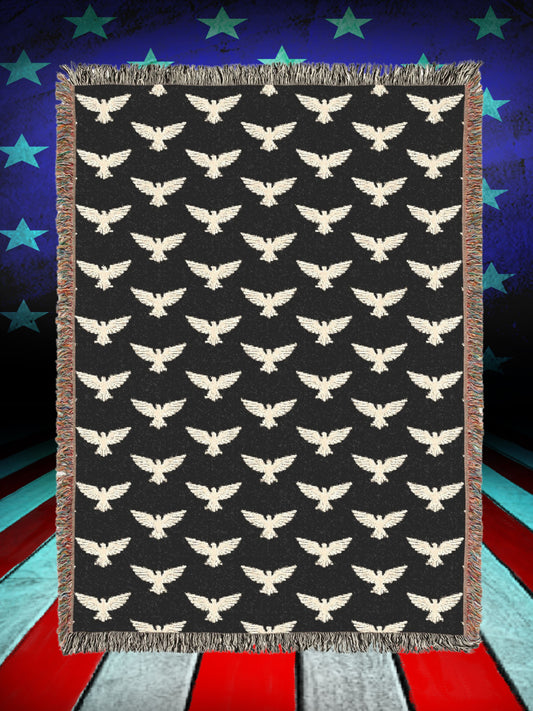 Patriot Eagle Woven Blanket – Repeating Freedom Flight Pattern