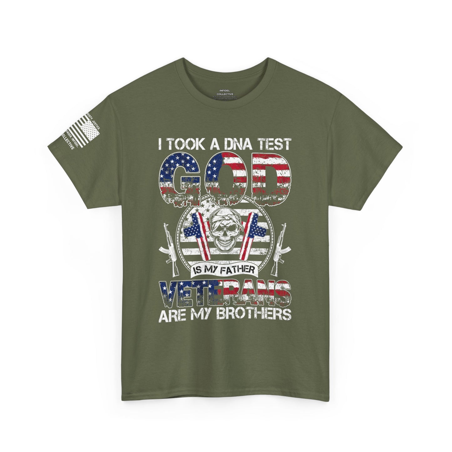 God, Veterans, and Brotherhood Red White Blue Graphic T-Shirt