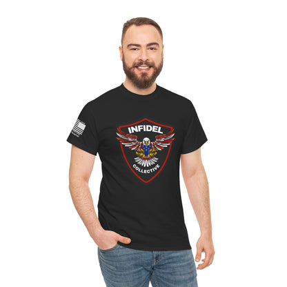 Red-Line Eagle Shield Patriotic Graphic T-Shirt