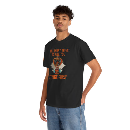 Strike First - KWTTKY - Survival is Required - Vintage Biker Graphic T-Shirt