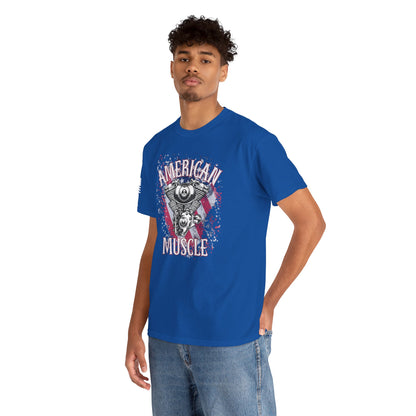 American Muscle – Freedom. Power. Pride. Patriotic Biker Graphic T-Shirt