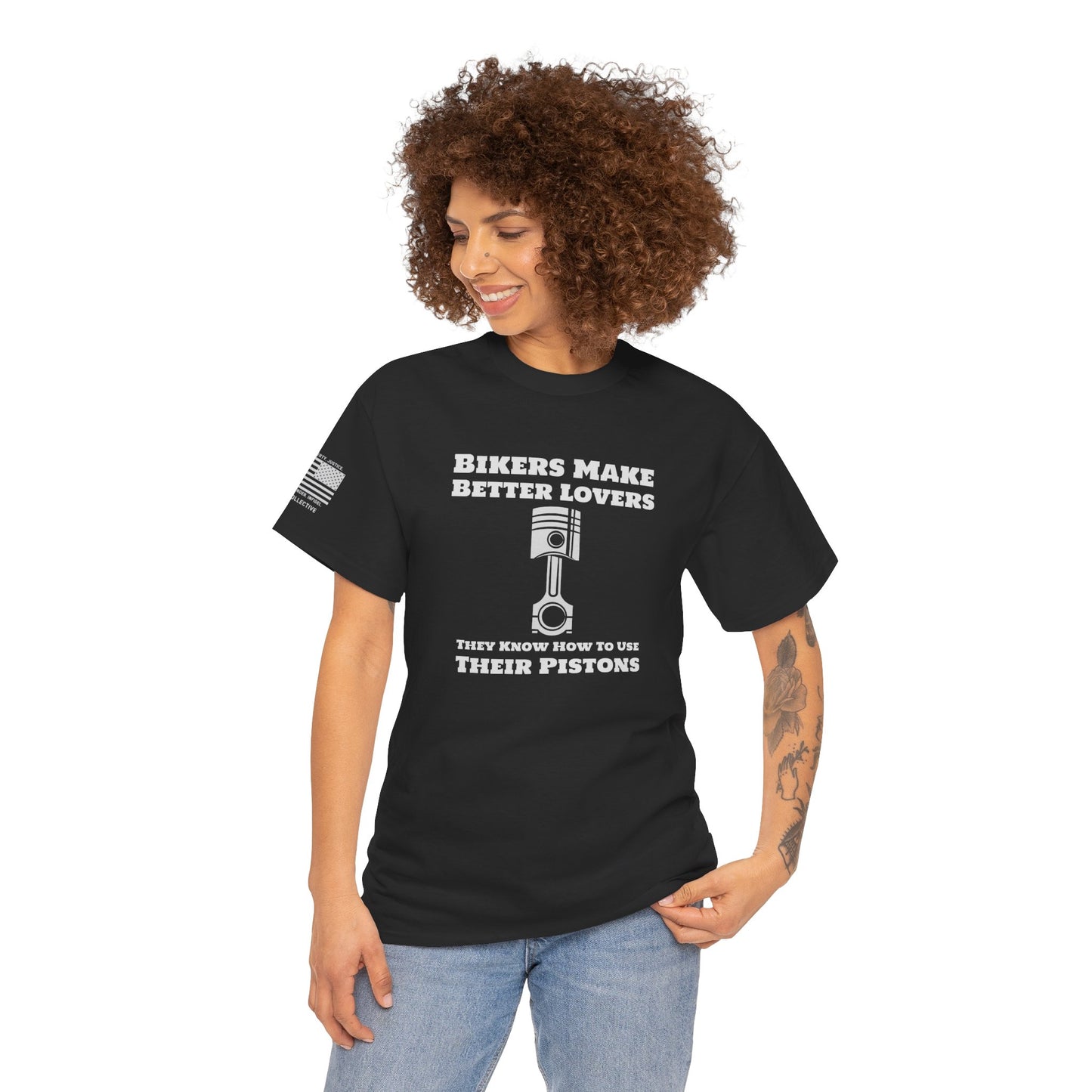 Bikers Make Better Lovers – V-Twin Pistons Graphic T-Shirt (Relaxed Fit)