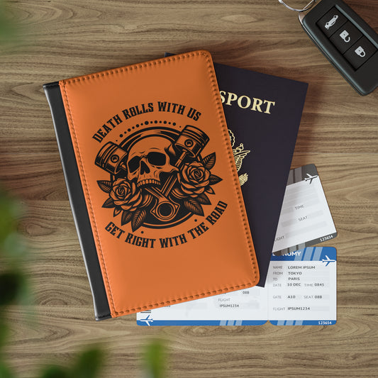 RFID-blocking passport cover with bold front design, built for rugged, fearless travelers who live life on the move.