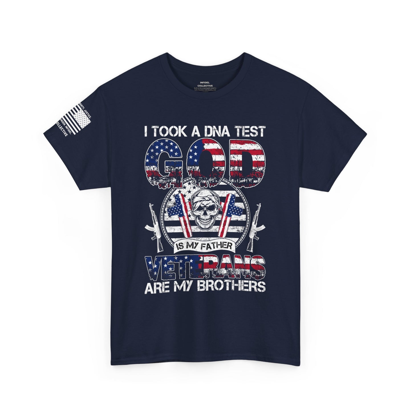 God, Veterans, and Brotherhood Red White Blue Graphic T-Shirt