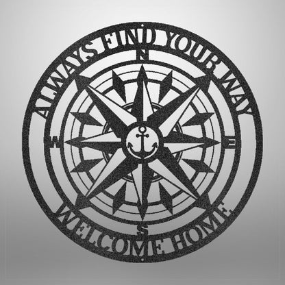 Steel Compass Rose Sign – Navigate Life with Purpose