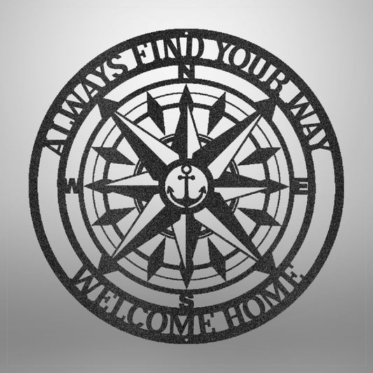 Steel Compass Rose Sign – Navigate Life with Purpose