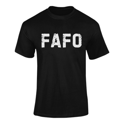 Mockup of front of FAFO Definition T-Shirt – Meaning of FAFO Spray Paint Design